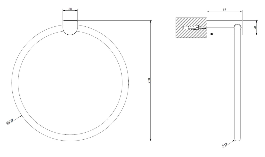 Полотенцедержатель Gessi Rilievo, настенный, кольцевой, Н-230 мм, цвет Copper Brushed PVD - изображение 1
