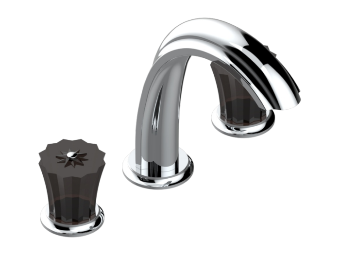 На изображении товар Смеситель THG Mille Nuits - Brume crystal, для раковины, на 3 отверстия, для мраморной столешницы, донный клапан, цвет хром от официального представителя в Москве