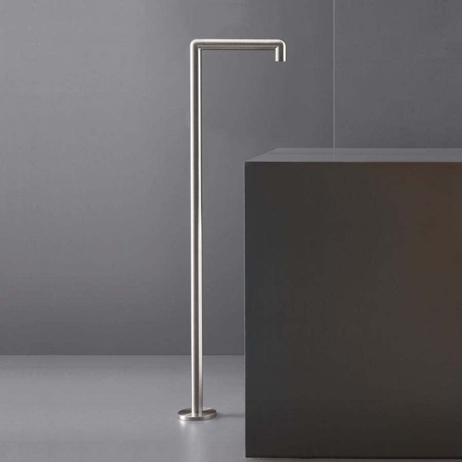 Излив для раковины CeaDesign Cartesio, напольный, свободностоящий, H-1100 мм, внешняя часть, сталь, цвет сатинированная сталь - изображение 1