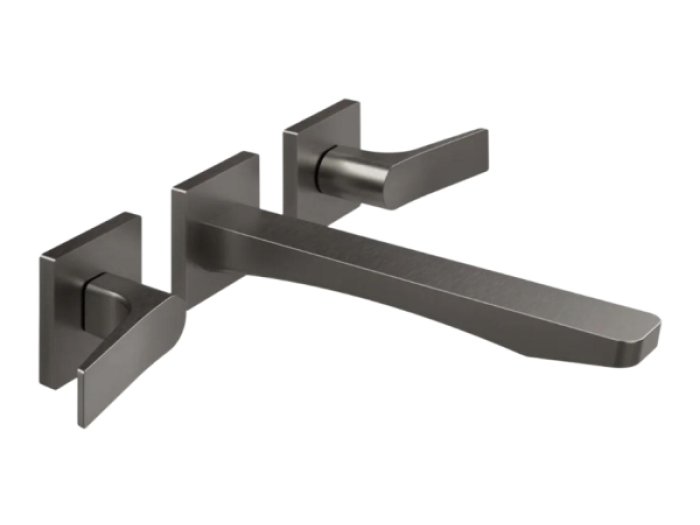 Смеситель для раковины Gessi Rilievo, встраиваемый, без донного клапана, внешняя часть, длина излива 235 мм, цвет Black Metal Brushed PVD