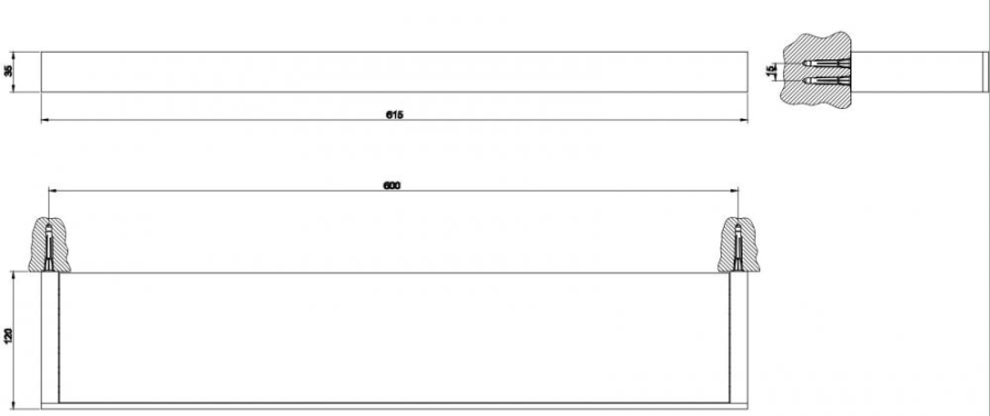 Полка Gessi Rettangolo, 600 мм, настенная, цвет Black Metal PVD - изображение 3