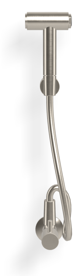 Душ гигиенический Carlo Frattini Collettivita, кнопочный, с держателем лейки, гибким шлангом из нержавеющей стали, вентилем, цвет брашированный никель - изображение 1