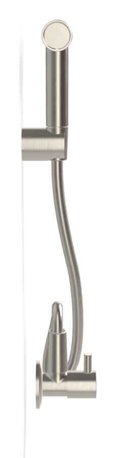 Душ гигиенический Carlo Frattini Collettivita, кнопочный, с держателем лейки, гибким шлангом из нержавеющей стали, вентилем, цвет брашированный никель - изображение 2