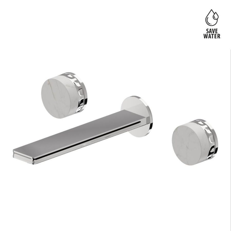 Смеситель для раковины Newform Allure, настенный, на 3 отверстие, без донного клапана, внешняя часть, цвет PVD Br. Gun Metal