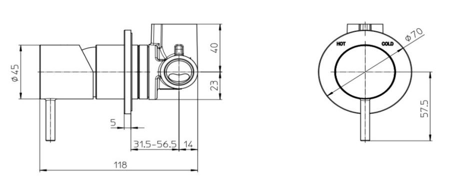 Смеситель для душа Bossini Teo, однорычажный, механический, на 1 выход, внешняя часть, цвет хром - изображение 2