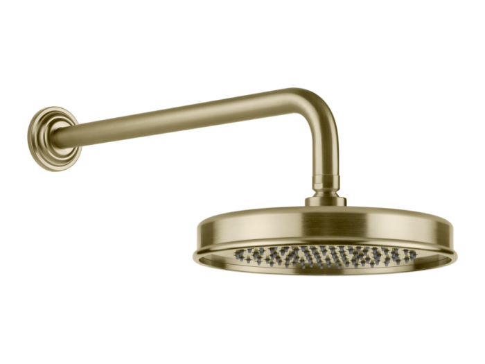 На изображении товар Верхний душ Gessi Venti20, Ø200 мм, для настенного крепления, поворотный, цвет Brushed Brass PVD от официального представителя в Москве
