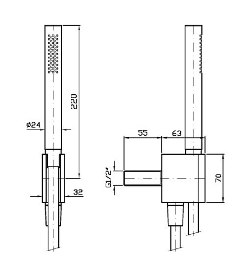 Ручной душ Zucchetti Shower, настенный: лейка, шланговое подсоединение со встроенным держателем, цвет Brushed British Gold PVD - изображение 2