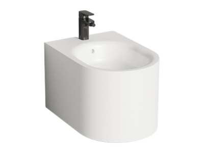 На изображении товар Биде подвесное Salini Gemelli  530х410х360 мм,S-Stone, на 1 отверстие под смеситель, сифон, цвет белый матовый от официального представителя в Москве