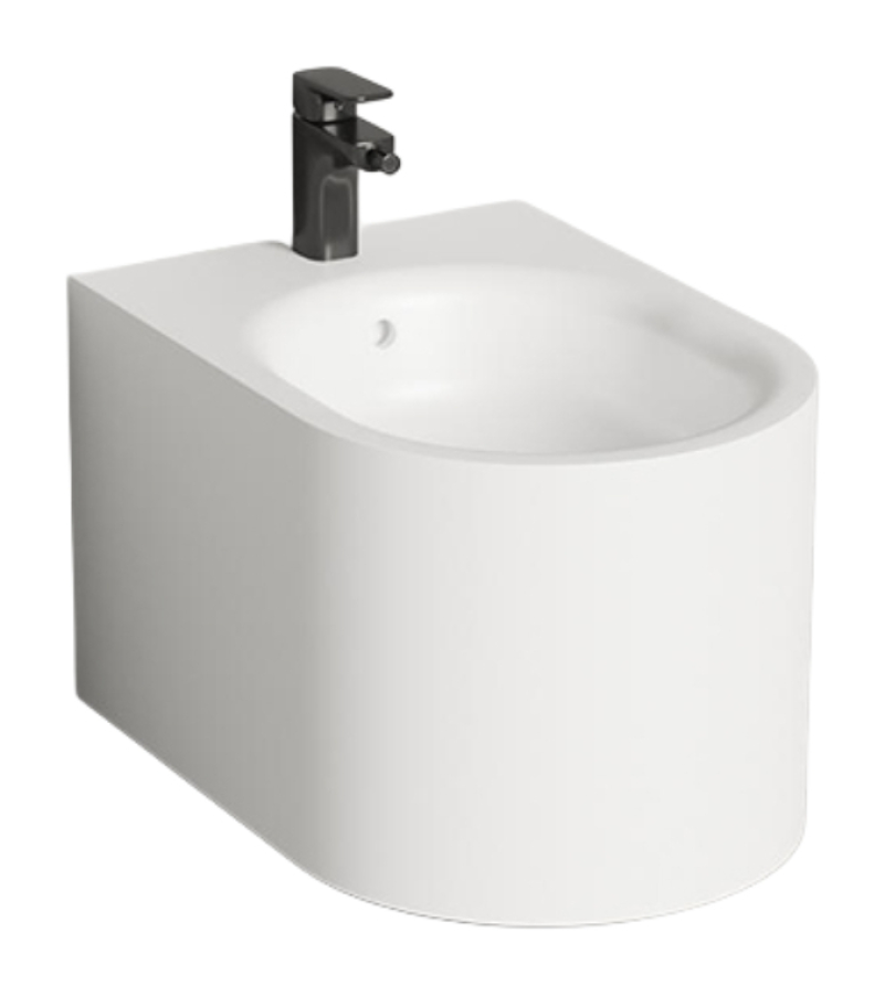 Биде подвесное Salini Gemelli  530х410х360 мм,S-Stone, на 1 отверстие под смеситель, сифон, цвет белый матовый