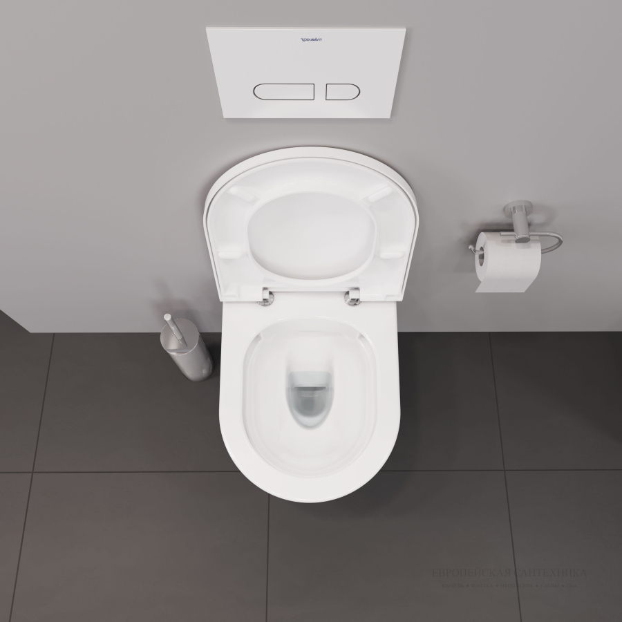 Унитаз подвесной Duravit D-Neo Rimless, 370 x 480 мм, Compact, безободковый, цвет белый - изображение 10