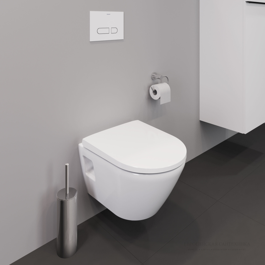 Унитаз подвесной Duravit D-Neo Rimless, 370 x 480 мм, Compact, безободковый, цвет белый - изображение 8