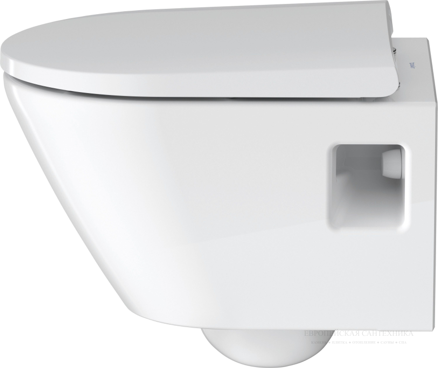 Унитаз подвесной Duravit D-Neo Rimless, 370 x 480 мм, Compact, безободковый, цвет белый - изображение 2