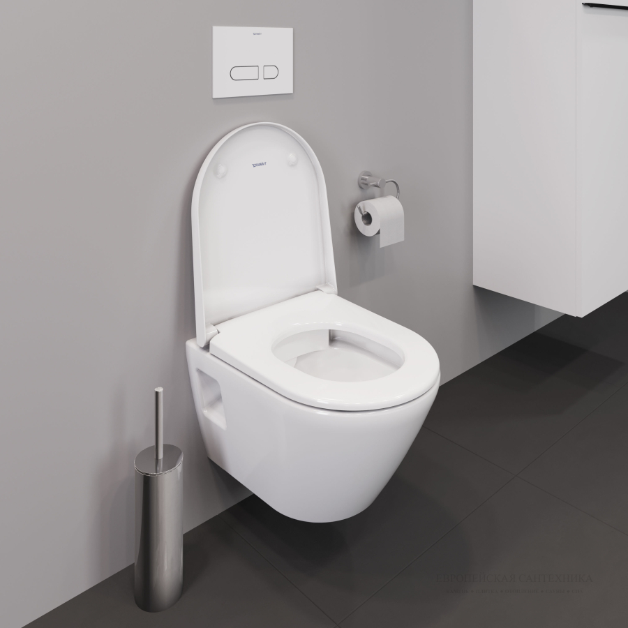 Унитаз подвесной Duravit D-Neo Rimless, 370 x 480 мм, Compact, безободковый, цвет белый - изображение 9