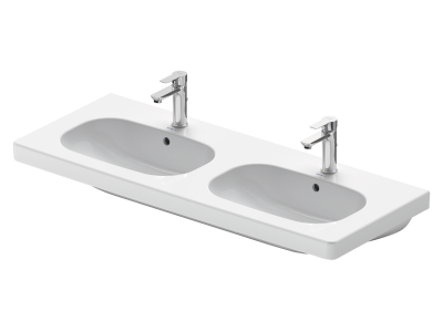 Раковина Duravit D-Code двойная, 1200x490 мм, с 2 отверстиями под смесители, цвет белый