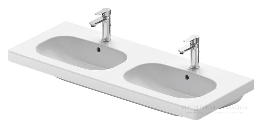 Раковина Duravit D-Code двойная, 1200x490 мм, с 2 отверстиями под смесители, цвет белый - изображение 1