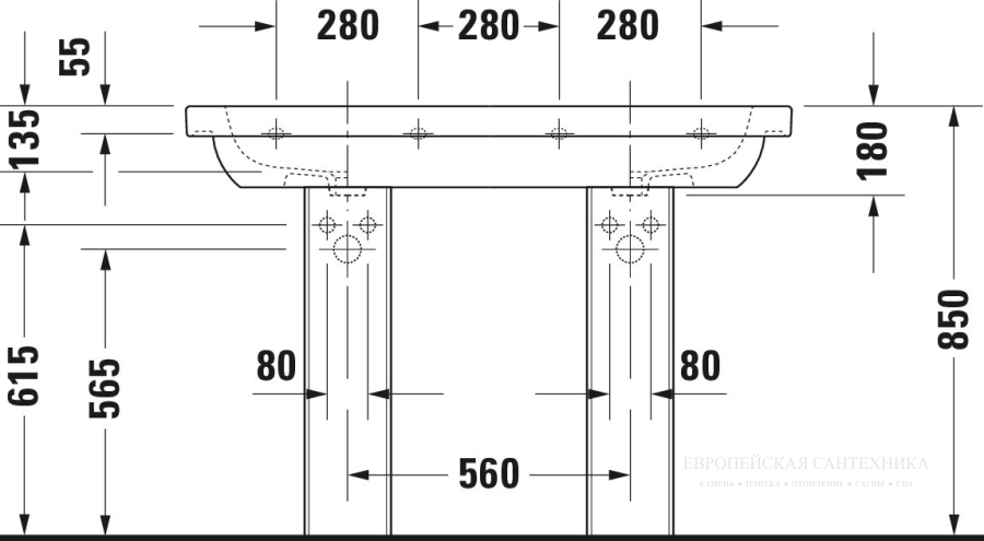 Раковина Duravit D-Code двойная, 1200x490 мм, с 2 отверстиями под смесители, цвет белый - изображение 8