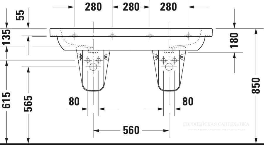 Раковина Duravit D-Code двойная, 1200x490 мм, с 2 отверстиями под смесители, цвет белый - изображение 6