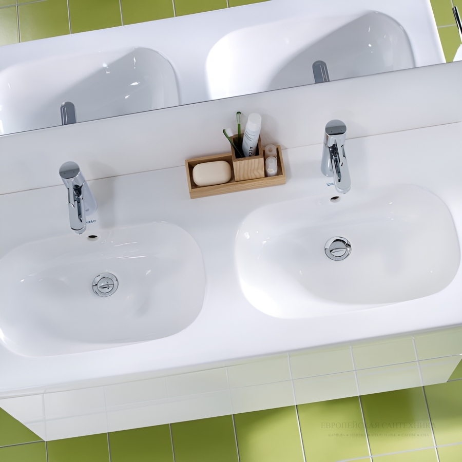 Раковина Duravit D-Code двойная, 1200x490 мм, с 2 отверстиями под смесители, цвет белый - изображение 4