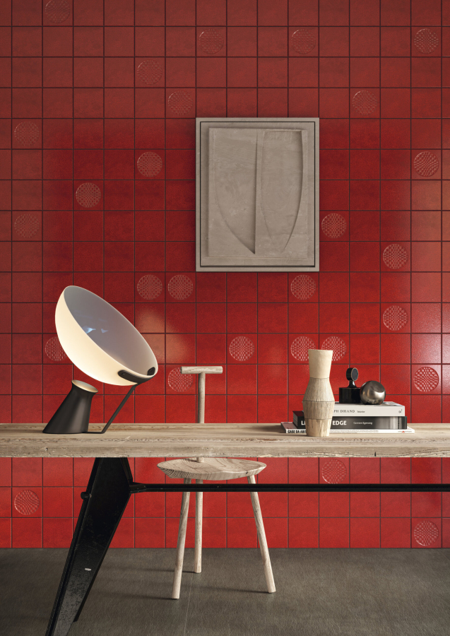 Iris ceramica Керамическая плитка BDA Citta di Faenza Geo rosso decor glossy 15x15 - изображение 2