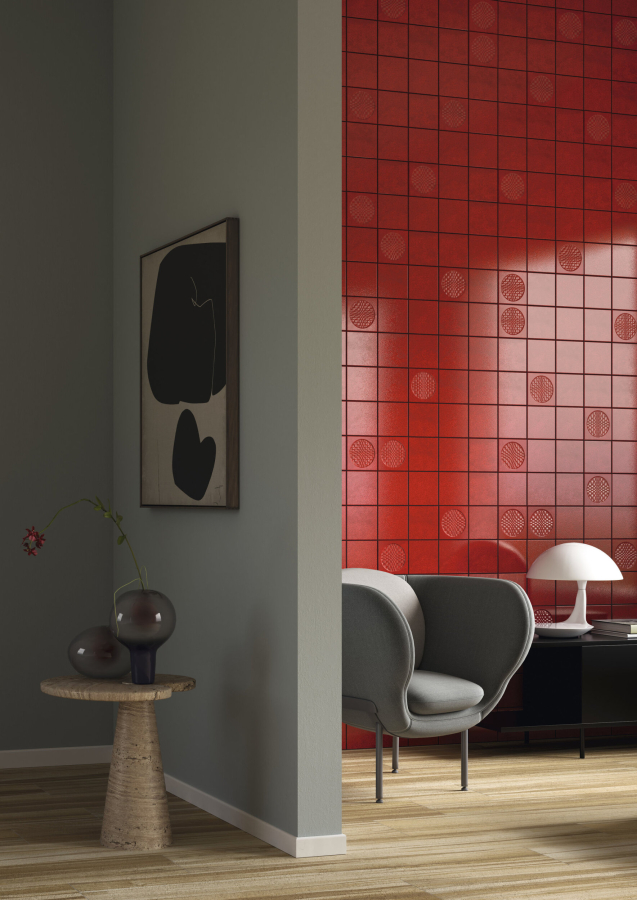 Iris ceramica Керамическая плитка BDA Citta di Faenza Geo rosso decor glossy 15x15 - изображение 6