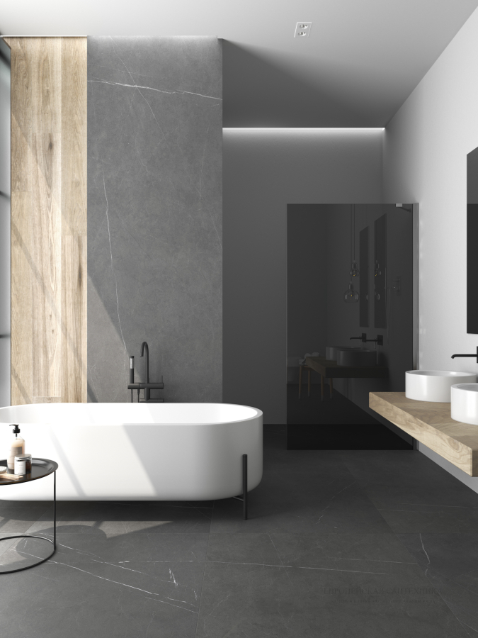 Living Ceramics Керамическая плитка Allure Ductile Anthracite soft textured 59,8x119,8 - изображение 1