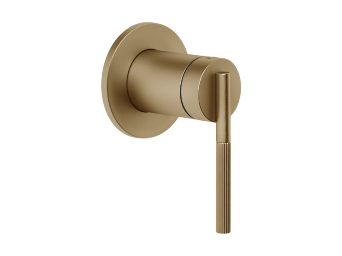 На изображении товар Cмеситель Gessi Ingranaggi, настенный, встраиваемый, внешняя часть, цвет Warm Bronze Brushed PVD от официального представителя в Москве