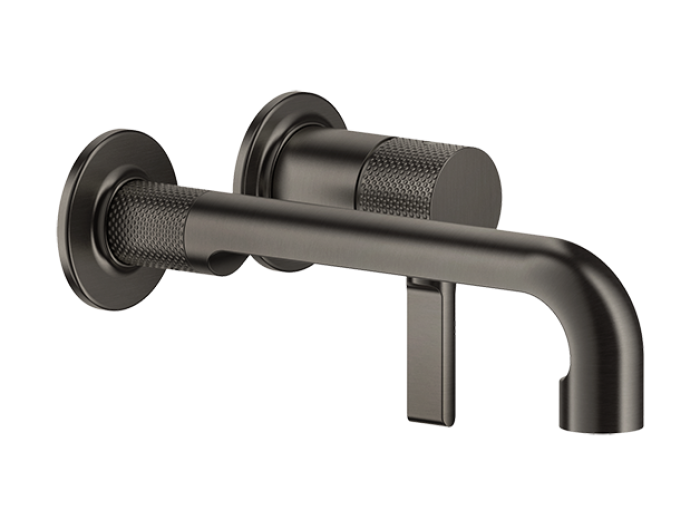 Смеситель для раковины Gessi Inciso, настенный, короткий излив, без донного клапана, встраиваемый, цвет Black Metal PVD