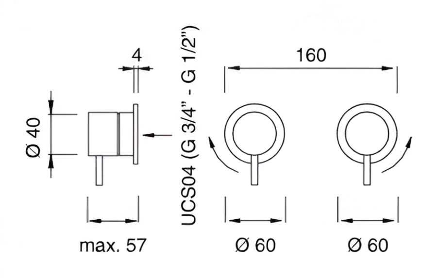 Запорный вентиль для смесителя CEA Design Milo360, настенный набор из 2-х шт, внешняя часть, сталь, цвет сатинированная медь - изображение 2