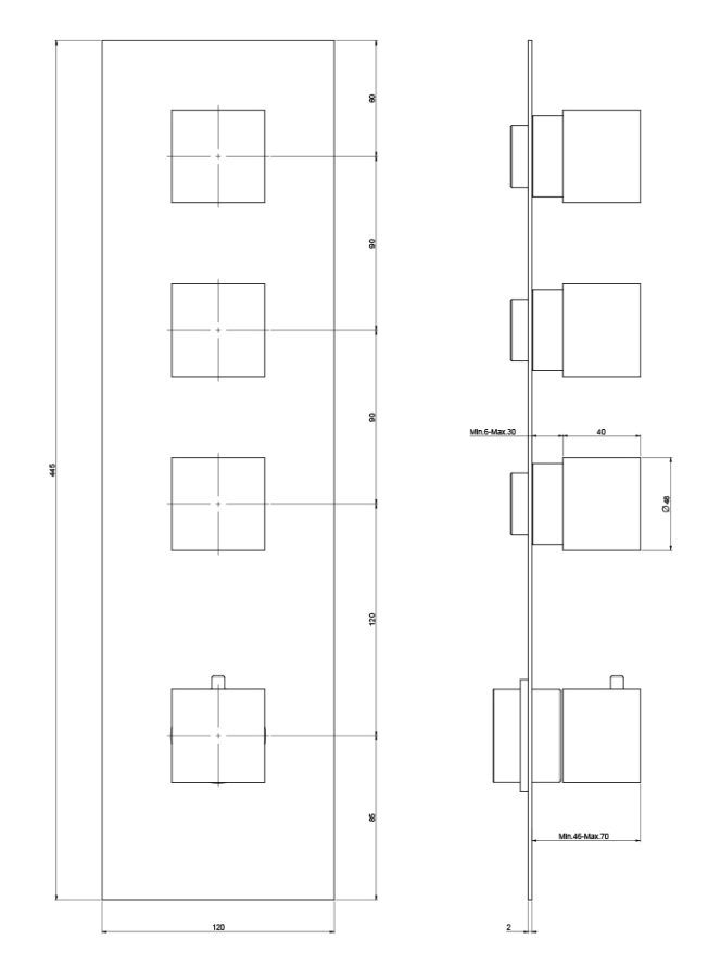 Термостат Carlo Frattini Fimatherm  встраиваемый, горизонтальный/вертикальный монтаж, внешняя часть, цвет хром - изображение 1