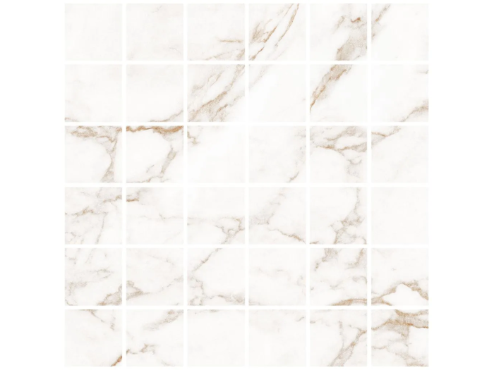 На изображении товар Living Ceramics Керамогранит Blanc Statuario Gold Mosaic 55 Soft textured 29,8x29,8 от официального представителя в Москве