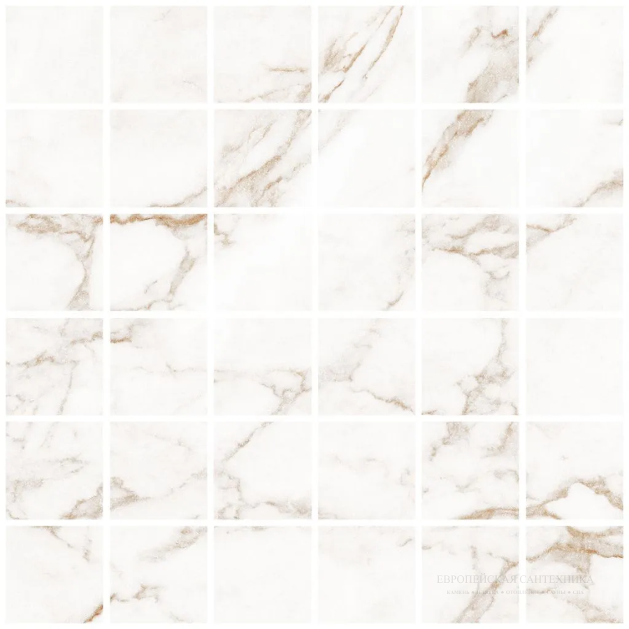 Living Ceramics Керамогранит Blanc Statuario Gold Mosaic 55 Soft textured 29,8x29,8