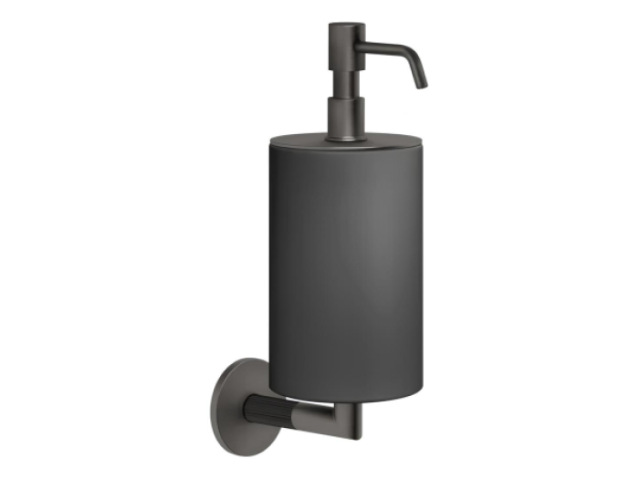 На изображении товар Дозатор для жидкого мыла Gessi Ingranaggio, настенный, цвет Black Metal Brushed PVD от официального представителя в Москве