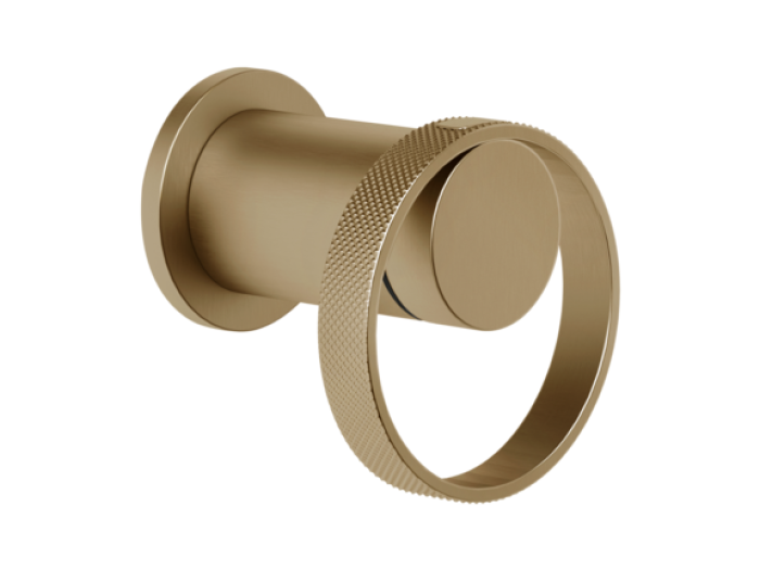 На изображении товар Смеситель для душа Gessi Anello, настенный, однорычажный, встраиваемый, ⌀65х78 мм, цвет Warm Bronze Brushed PVD от официального представителя в Москве