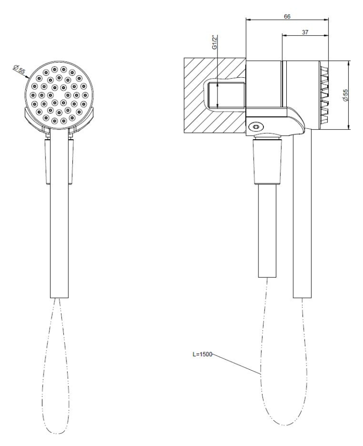 Ручной душ Gessi HI-FI, магнитный, с держателем, лейкой, шлангом Darkflex 1500 мм, цвет Copper Brushed PVD - изображение 1