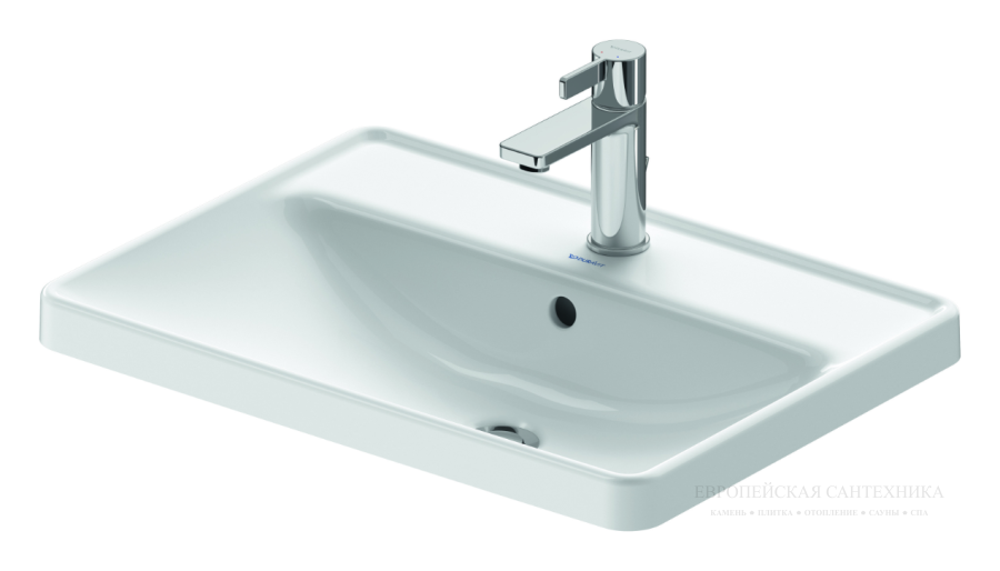 Раковина Duravit D-Neo встраиваемая сверху, 600x435 мм, с переливом, 1 отверстие под смеситель, цвет белый - изображение 1