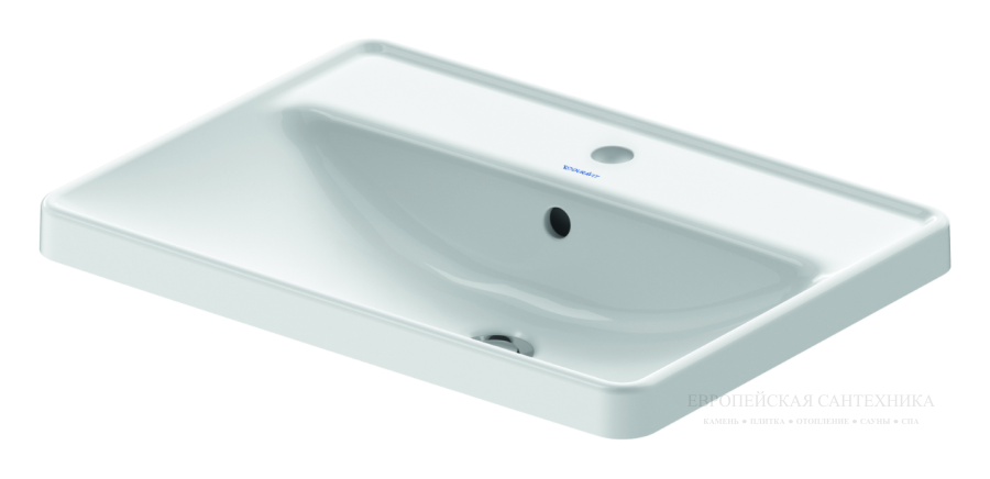 Раковина Duravit D-Neo встраиваемая сверху, 600x435 мм, с переливом, 1 отверстие под смеситель, цвет белый