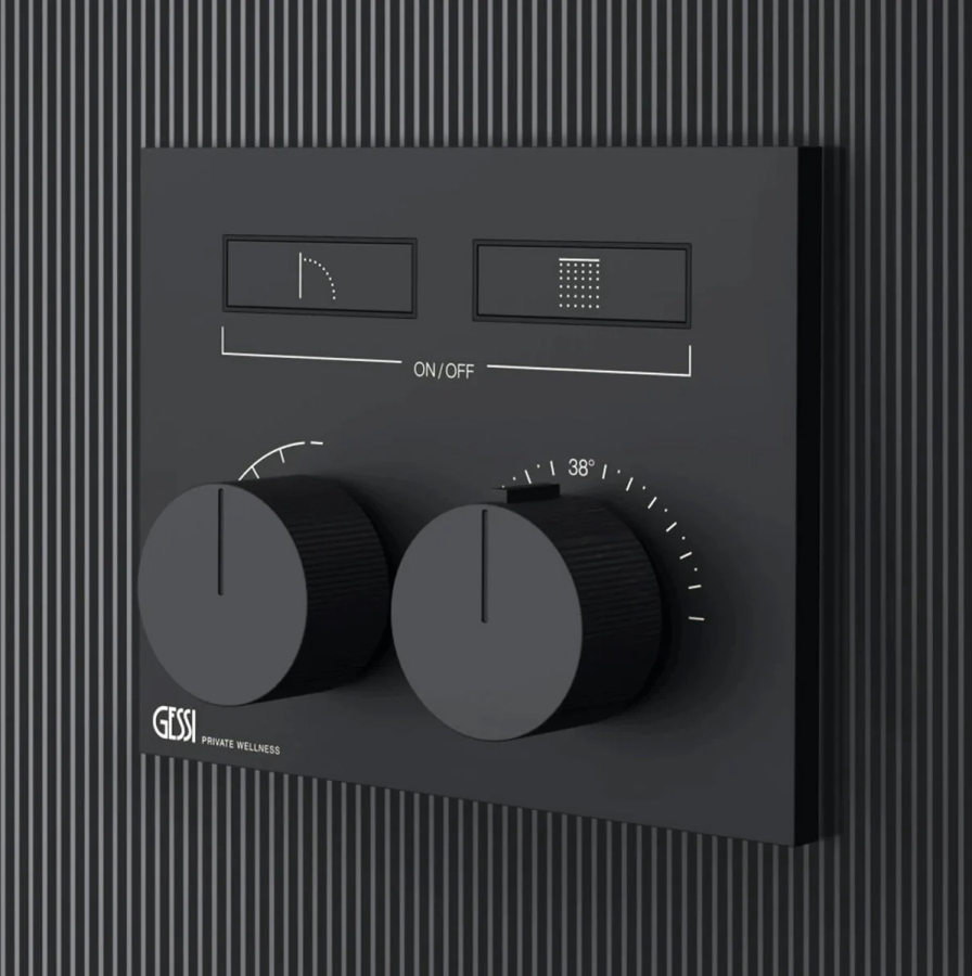 Термостат Gessi HI-FI, до 2-х функций одновременно, встраиваемый, внешняя часть, цвет  Matte Black - изображение 1