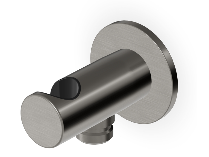 На изображении товар Шланговое подсоединение Zucchetti Shower, со встроенным держателем ручного душа, настенный, латунь, цвет Brushed Metal Black от официального представителя в Москве