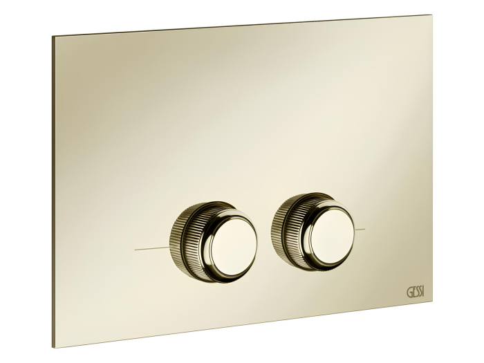 На изображении товар Клавиши смыва Gessi Venti20, для унитаза, к инсталляции Geberit (Geberit Sigma 8 и Geberit Sigma 12), цвет Brass PVD от официального представителя в Москве