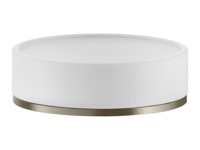 На изображении товар Мыльница Gessi Ventaglio Accessories, настольная, Ø115 мм, цвет Finox Brushed Nickel от официального представителя в Москве