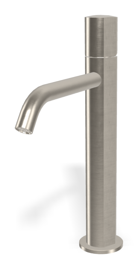 Смеситель для раковины Carlo Frattini SO, с донным клапаном Click-Clack, 2 гибкими шлангами, без ручки, L-205 мм, цвет никель брашированный