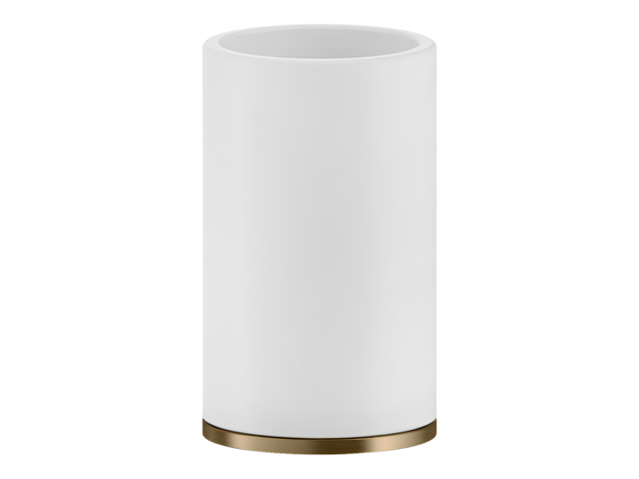 На изображении товар Cтакан Gessi Inciso, настольный, ⌀75х127 мм, цвет White/Bronze Brushed от официального представителя в Москве
