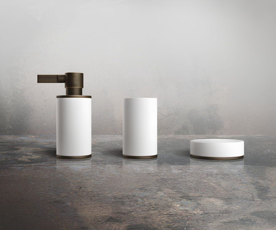 Cтакан Gessi Inciso, настольный, ⌀75х127 мм, цвет White/Bronze Brushed - изображение 1