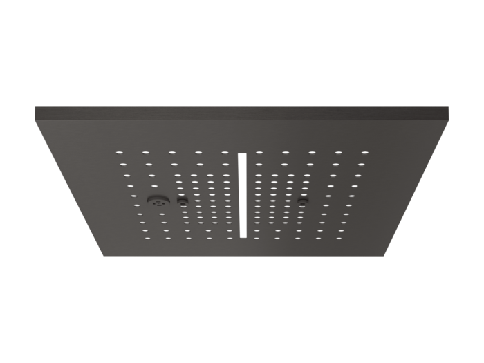 На изображении товар Накладная панель верхнего душа Gessi Minimali 350x350 мм, для многофункциональной душевой системы, цвет Black Metal Brushed PVD от официального представителя в Москве