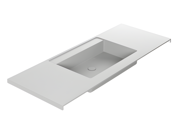 На изображении товар Столешница Antonio Lupi L 1374 x 540 мм, с интегрированной раковиной слева, с 1 отверстием под смеситель, цвет белый матовый от официального представителя в Москве