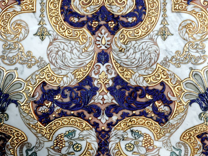 На изображении товар Akros Venezia Камень The Original Merope TSS Bianco Carrara Blu Gold 40x40x1 от официального представителя в Москве