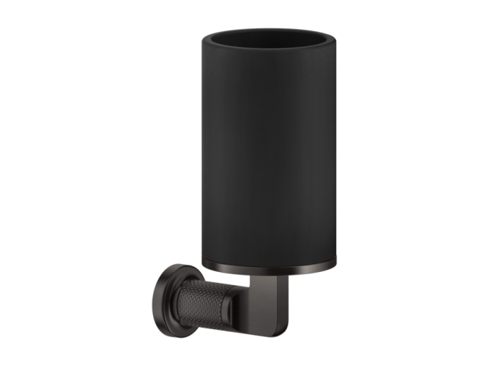 На изображении товар Cтакан Gessi Inciso ⌀75хh176 мм, настенный, цвет Black Metal Brushed PVD от официального представителя в Москве