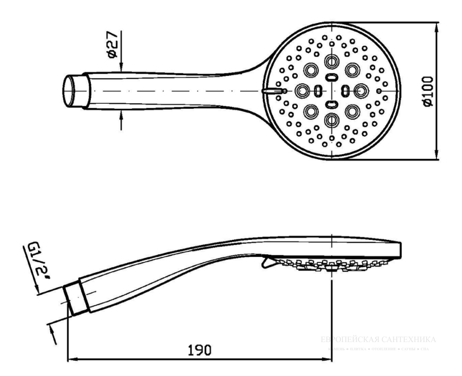 Лейка ручная Zucchetti Shower, D-100 мм, ABS-пластик, 3-х позиционная, с системой защиты от накипи, цвет Brushed Nickel - изображение 1
