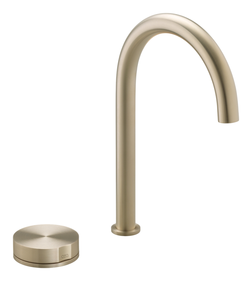 Смеситель для раковины CEA Design Giotto, прогрессивный, на 2 отверстия, поворотный излив, h-245 мм, цвет сатинированное светлое золото