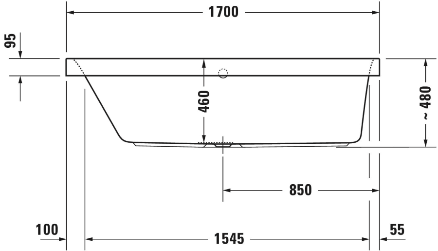 Ванна Duravit Happy D.2, встраиваемая, 1700x750 мм, наклон для спины слева, цвет белый - изображение 3